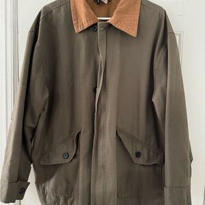 H&M's Divided Line Olive Green Jacket with Tan Collar Large